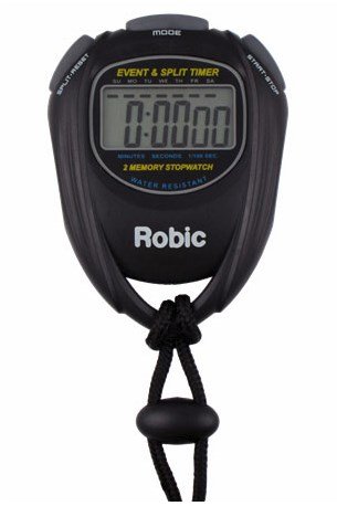 Robic SC-539 Water Resistant Event & Split Time Memory Stopwatch, Black