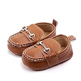 Lidiano Baby Soft Sole Toddler Loafers Boat Shoes Crib Shoes (12-18 Months, Brown)