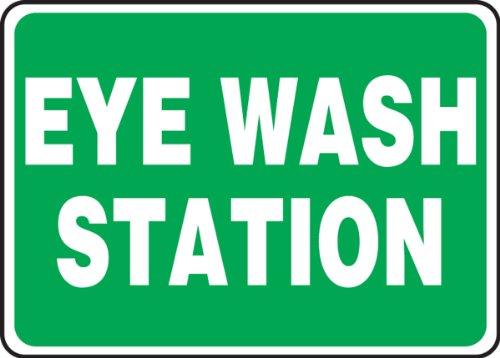 Accuform Signs MFSD987VP Plastic Safety Sign, Legend"Eye WASH Station", 7" Length x 10" Width x 0.055" Thickness, White on Green