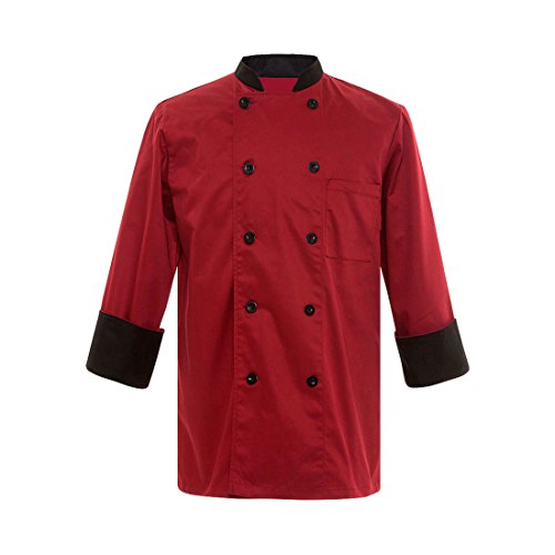 Chef coat kitchen uniforms short/long sleeve black/red jacket unisex