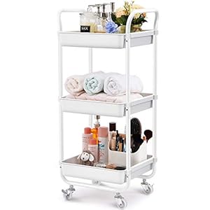 kingrack-Storage-Trolley3-tiers-Rolling-Cartkitchen-trolleyOrganisation-Cart-with-WheelsUtility-CartRolling-TrolleyShelving-Unit-Storage-Rack-Fruit-Vegetable-Rack-Organiser-Cart-WKUK131143 KINGRACK 3-Tier Rolling Storage Trolley, Kitchen Cart with Wheels, Organization Cart for Utilization, Shelving Unit…