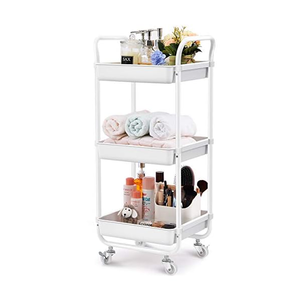 kingrack-Storage-Trolley3-tiers-Rolling-Cartkitchen-trolleyOrganisation-Cart-with-WheelsUtility-CartRolling-TrolleyShelving-Unit-Storage-Rack-Fruit-Vegetable-Rack-Organiser-Cart-WKUK131143 KINGRACK 3-Tier Rolling Storage Trolley, Kitchen Cart with Wheels, Organization Cart for Utilization, Shelving Unit…