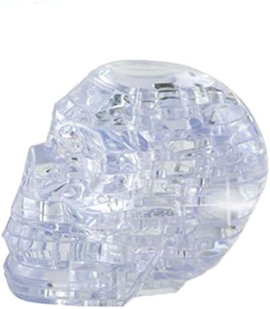 FINERINE 3D Crystal Puzzle, Cute Skull Clear Model DIY Gadget Blocks Building Toy Gift (White)