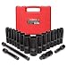 CASOMAN Complete 1/2-Inch Drive Deep Impact Socket Set, Metric, CR-V,10-24mm, 6 Point, 19-Piece Sockets Set with Extension Bar and Universal Joints primary