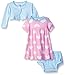 Gerber Baby Three-Piece Cardigan, Dress and Diaper Cover Set, Big Hearts, 6-9 Months