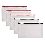 BCP 5-Pieces Multi-purpose Cotton Canvas Zipper Invoice Bill Bag Pen Pencil Cosmetic Makeup Bag Pouch Blank DIY Craft Bag 9 x 5 Inches Random color Zipper