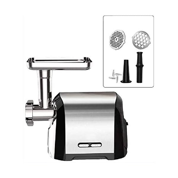 LKNJLL Edelstahl elektrischer Fleischwolf, Fleischwolf & Sausage Stuffer, Wurst Mitgeliefert, 2 Schleifplatten, 2… – Bild 3