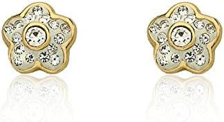Girls' 14K Gold-Plated Flower Stud Earrings