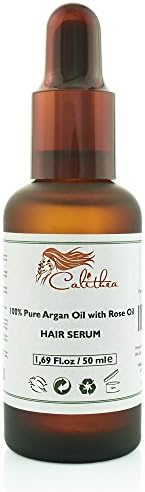 Argan Oil for Beautiful Hair by Calithea | Powerful Natural Moisturizer with Fragrant Rose Oil | Anti-Dryness Hair Treatment for Women | Pure &amp; Antioxidant | Replenishes Shine, Elasticity &amp; Softness