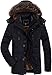 Winter Coats Jackets for Men Warm Parka Faux Fur Lined with Detachable Hood Black XXL