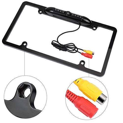GTP Vehicle Backup Camera License Plate Frame Rear View Wide Angle Parking Assist Kit - Waterproof Nigh Vision High Sensitive IR LED