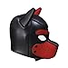 Zhengya Full Face Mask Dog Puppy Hood Leather Helmet Removable Mouth Cosplay Costume Party Props£¨Black&Red£