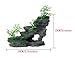 FEDOUR Aquarium Mountain View Stone Ornament, Moss Tree Rock Cave Landscape Artificial Fish Tank Decoration, with 6pcs Small Plants (Olive-Black)thumb 3