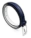 Belle Donne Women Skinny PU Leather Dress Belts Womens Belt with Silver Polished Buckle Women's Belts, Navy Blue Belts for Women Medium