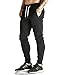 Ouber Men's Fitted Jogger Pants Gym Workout Running Sweatpants with Zipper Bottom (BlackA,L)