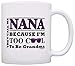 ThisWear Mother's Day Gift for Nana Too Cool to Be a Grandma Sunglasses Gift 11oz Ceramic Coffee Mug with Handle White