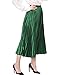 Allegra K Women's Party Elastic Waist Metallic Shiny Accordion Pleated Midi Skirt X-Large Green