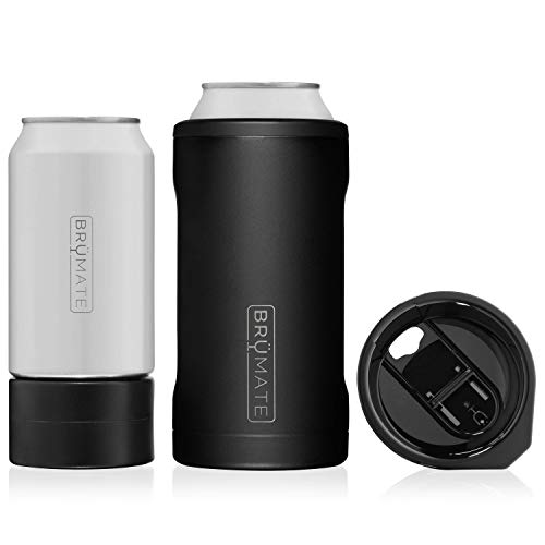BrüMate HOPSULATOR TRíO 3-in-1 Stainless Steel Insulated Can Cooler, Works With 12 Oz, 16 Oz Cans And As A Pint Glass (Matte Black)