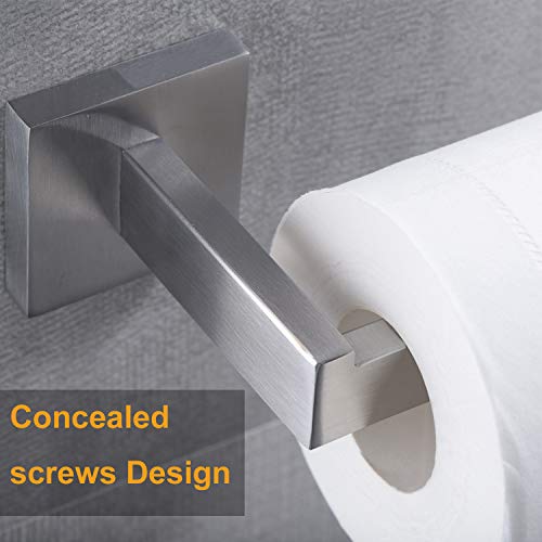 Nolimas Brushed Nickel Toilet Paper Holder SUS304 Stainless Steel Silver Half Open Square Wall Mount Rustfree Bathroom TP Holder Kitchen Washroom Tissue Roll Dispenser - Thumbnail 4