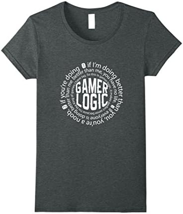 Womens Gamer Shirt Gamer Logic For Boys Men Graphic T-Shirt XL Dark Heather