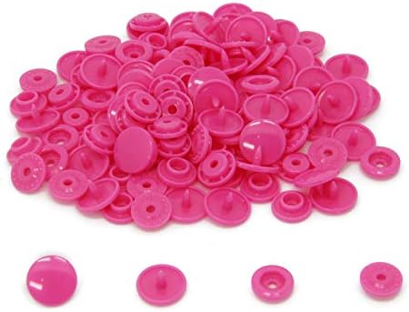 100 Sets KAM Size 20 T5 Resin Plastic Snaps Buttons Fasteners Punch Poppers for Cloth Diaper/Bibs/Unpaper Towels/Nappies/Buttons/Mama Pads (B47 - Neon Pink)