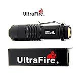 UltraFire® 3 modes Flashlight 7W 300LM Torch Adjustable Focus Zoom Light Black