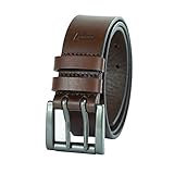 Levi's Men's Leather Work Belt - Heavy Duty Wide Strap With Silver Double Prong Buckle