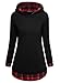 EA Selection Women's Plaid Hem Funnel Neck Pullover Hoodie M Red