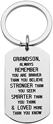 CAROMAY Grandson You Are Braver Stronger Smarter Than You Think Inspiration Pendant Key Chain
