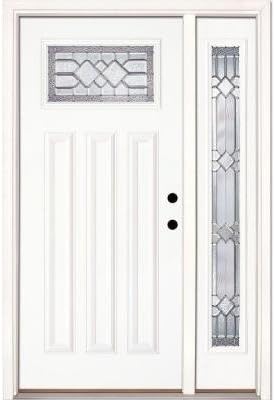 Mission Pointe Zinc Craftsman Lite Unfinished Smooth Fiberglass Entry Door with Sidelite