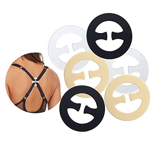 Bra Strap Clips Conceal Straps for Cleavage Control - 6 Piece (Round-Shape, UN)