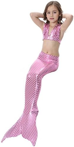Koveinc Kids Sparkle Mermaid Tail Monofin Swimmable Swimwear Pink