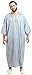 Moroccan Men One size Lounge wear Caftan Handmade Gandoura Cotton Blend Delicate Embroidery Grey