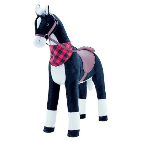 Sweety Toys 7646 Plüsch Stehpferd 'Sicherheit !' Black Beauty XXL GIGANT Höhe 110 cm Riesenpferd robustes, stabiles Reitpferd