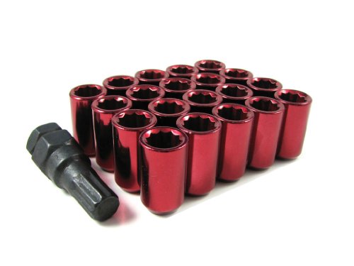 Click Here to See More Images Red Tuner Acorn 12x1.5 Lug Nut Kit 20 Pc Set with Key
