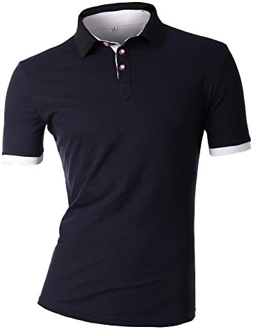 Men's Short Sleeve Shirt Simple Style Polo T-Shirt-Navy-L