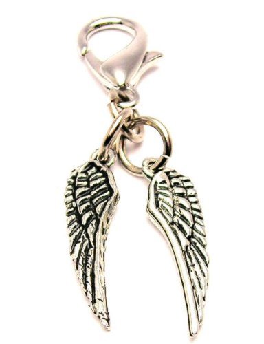 ChubbyChicoCharmsAngel Wings Pewter Charm on a Zipper Pull