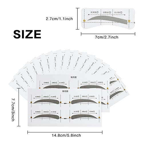 DaveandAthena 288 Pieces 12 Styles Eyebrow Stencil Shaper Eyebrows Shape Stickers Shaping Template Eyebrows Grooming Stencil Kit with 6 Reusable Connection Card and 2 Pieces Eyebrow Trimmers