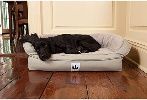 1 Pc Infusing Relaxing Luxurious Silver Sage Large Dog Bed, Wonderful Fleece Headrest Orthopedic Dog Bed Traditional Style Removable Wool Sleeping Surface Pet Bed Sprawler Hypoallergenic Warm Dog Beds