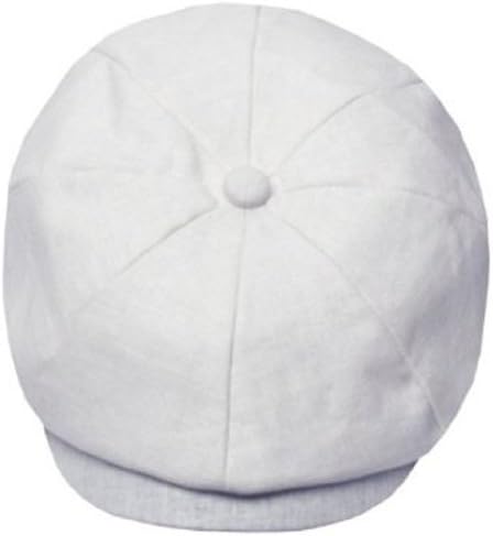 Men's 100% Linen Summer Newsboy Paperboy Golf Driver Cabby Cap Hat Stretch fit (White)