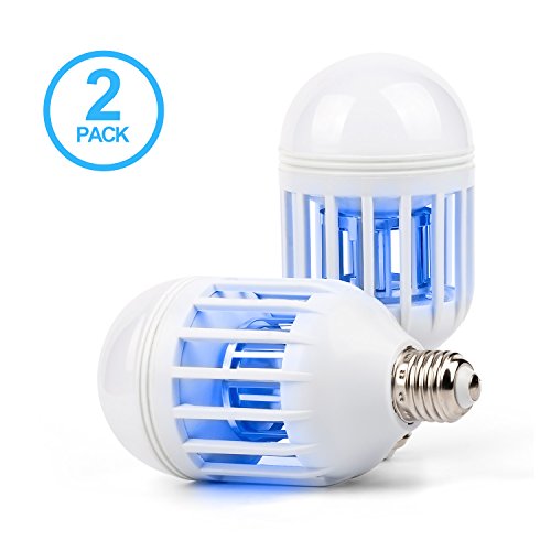Avriaid Mosquito Killer Lamp, 110V Bug Zapper Light Bulb, Universal E26/E27 Light Bulb Socket, Electronic Insect Killer for Indoor Outdoor Garden Patio Backyard (2 PACK)