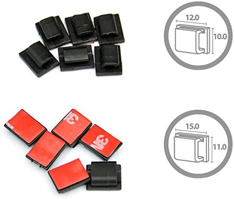 12pcs Cable Clips. (6 Small + 6 Medium size). With 3M Black adhesive tape.