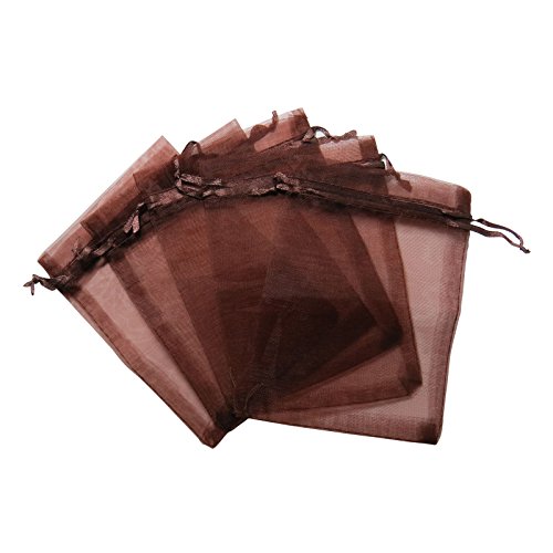 RakrisaSupplies 100Pcs Brown Organza Bags 3x4