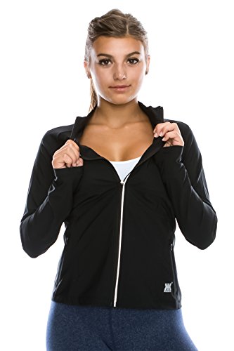 Kurve Sport Women's Lightweight Active Performance Track Jacket (Large, Black) - Thumbnail 4