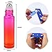 Glass Roller Bottles, ESARORA 24 Pack 10ml Gradient Color Essential Oil Roller Bottles with Stainless Steel Roller Ball and Golden hanging cap(3 Dropper,2 Funnel,6 Extra Roller Ball,30 Label,2 Opener)
