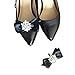 WINGOFFLY® 1 Pair Decorative Rhinestone Ribbon Bow Wedding Party Shoe Clip(Black)