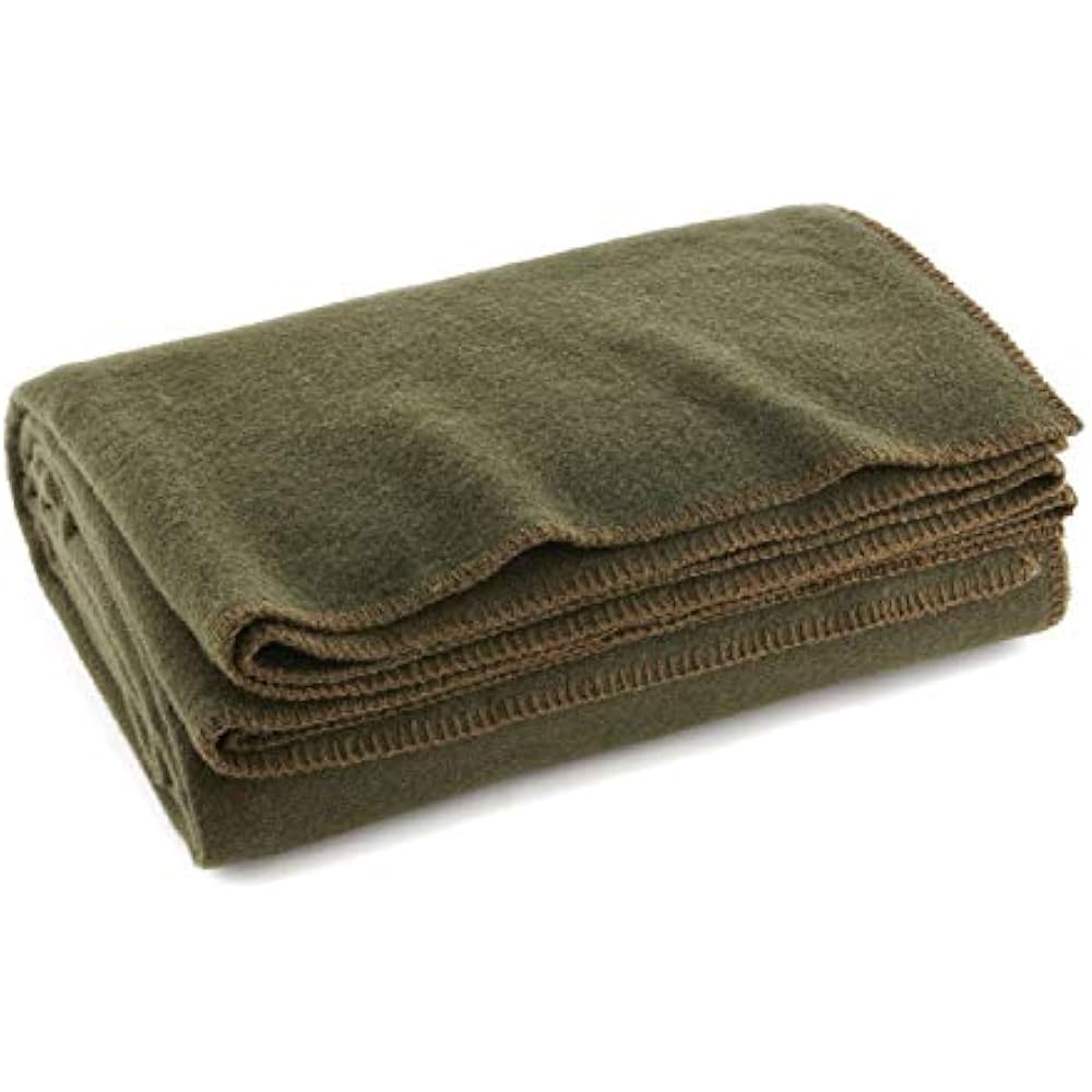 Olive Bed Blankets Drab Green Warm Wool Fire Retardent Blanket, 66" X