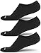 Physix Gear Sport Women and Men No Show Socks - Non-Slip Invisible Low Cut Socks (3 Pairs Black)
