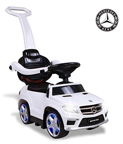 TAMCO Kids Ride On Car Mercedes Benz GL63 Push Car with PU Seat, Footrest, MP3 Player (White) - Thumbnail 6