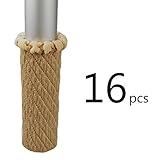 MelonBoat Chair Socks, Furniture Leg Feet Wood Floor Protectors Set, Cross Knitted, Set of 16 Light Brown